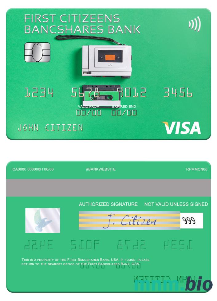 USA First Citizens BancShares Bank przykład karty visa w formacie PSD